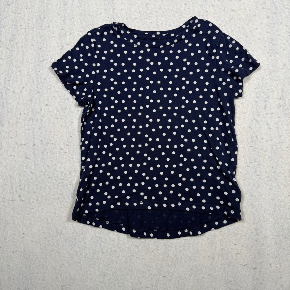 Old Navy Girls Navy Blue White Polka Dot Softest Tee Short Sleeve Shirt Size 5XS